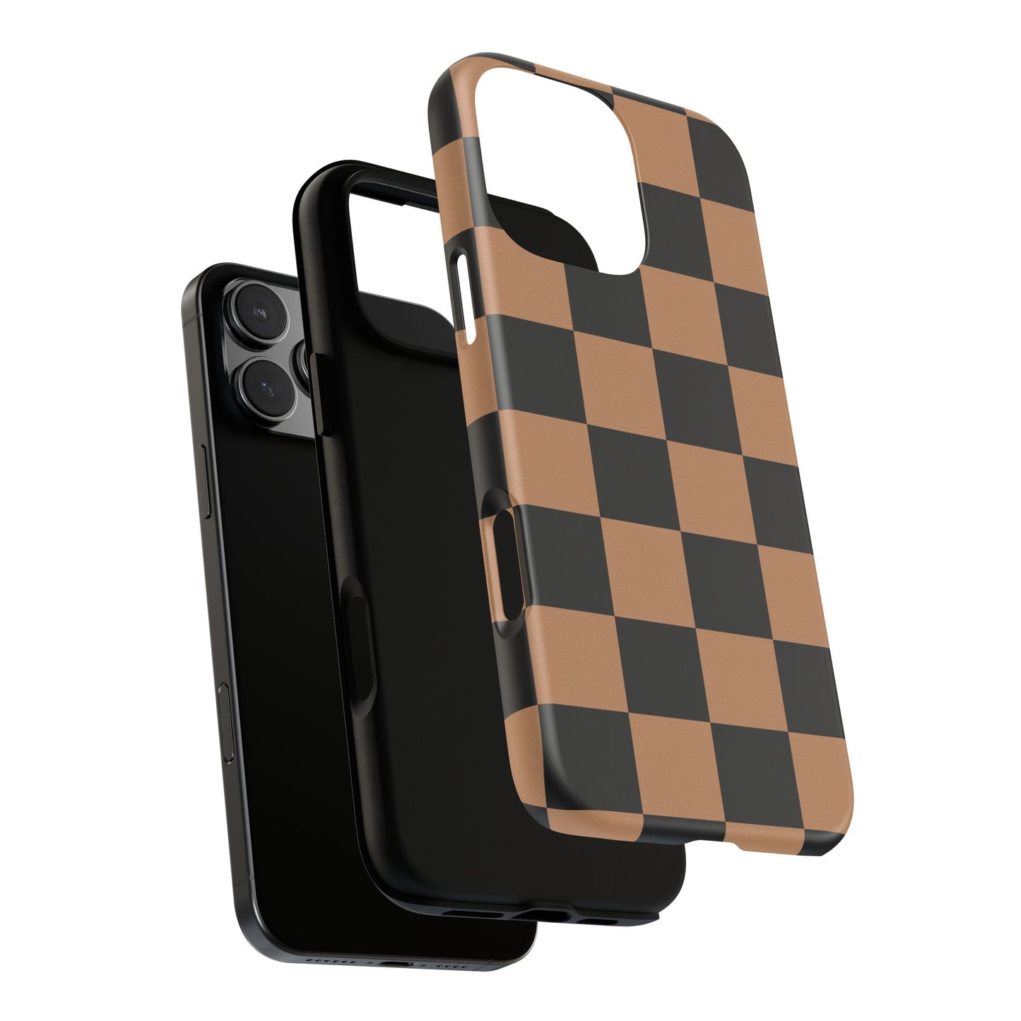 Brown Checkered Phone Case | Aesthetic Checkerboard iPhone & Samsung Tough Case