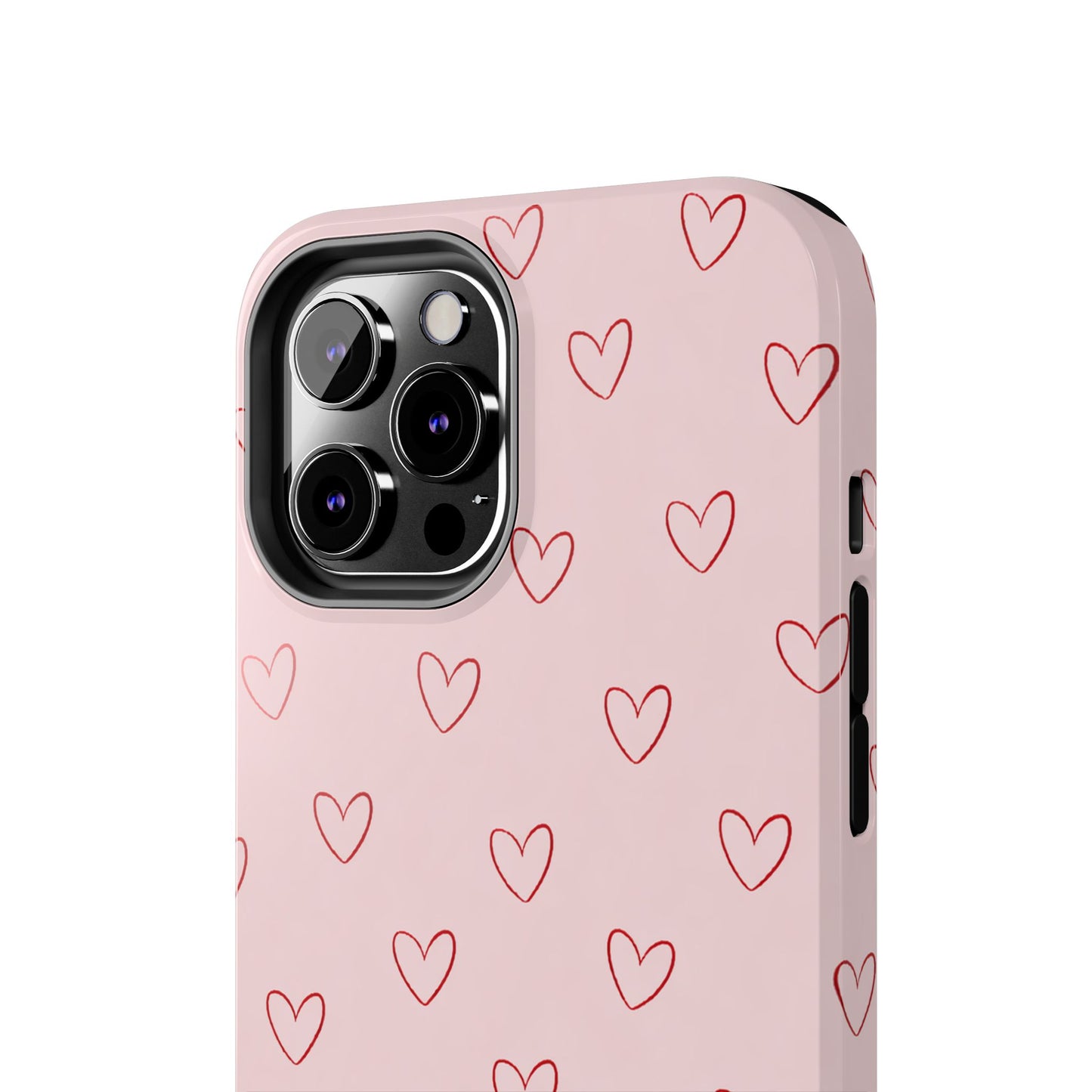 Pink Doodle Hearts Phone Case | Minimal Cute Heart Pattern Tough Case