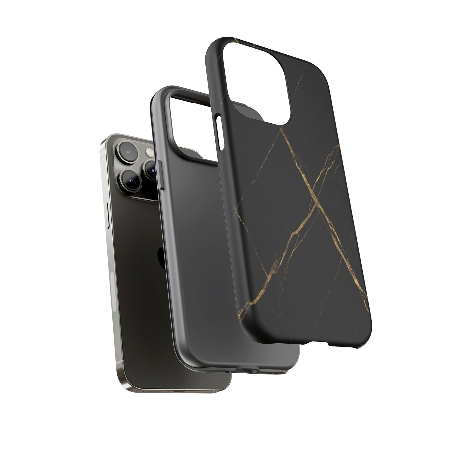 Black Marble Phone Case with Gold Veins – Luxury Minimal Aesthetic Tough Case