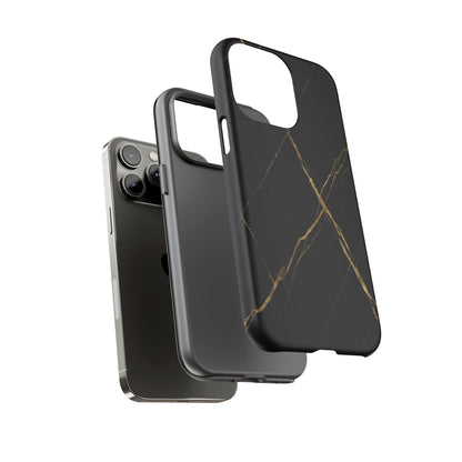 Black Marble Phone Case with Gold Veins – Luxury Minimal Aesthetic Tough Case