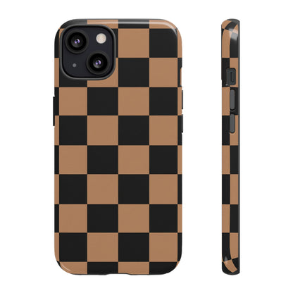 Brown Checkerboard Phone Case | Aesthetic Tough Protective Case