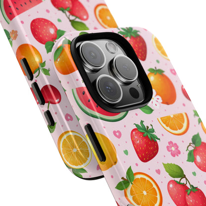 Fruit Phone Case – Tough Shockproof, Strawberry Cherry Citrus Summer Design for Iphone, Samsung Galaxy and Pixel