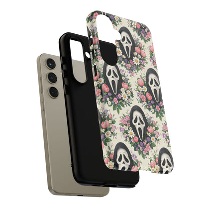 Floral Ghost Face Aesthetic Phone Case – Cute Spooky Tough Cover