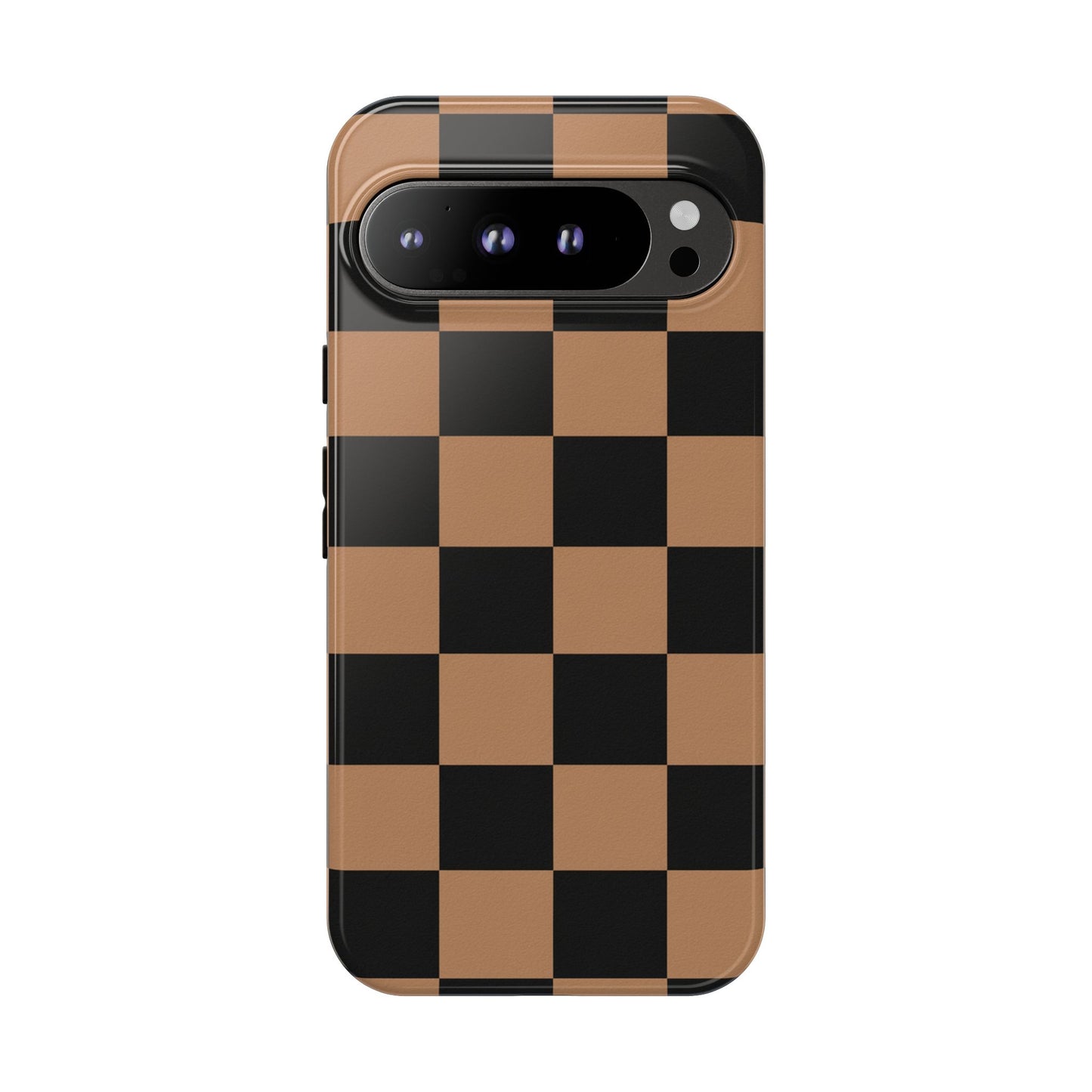 Brown Checkered Phone Case | Aesthetic Checkerboard iPhone & Samsung Tough Case