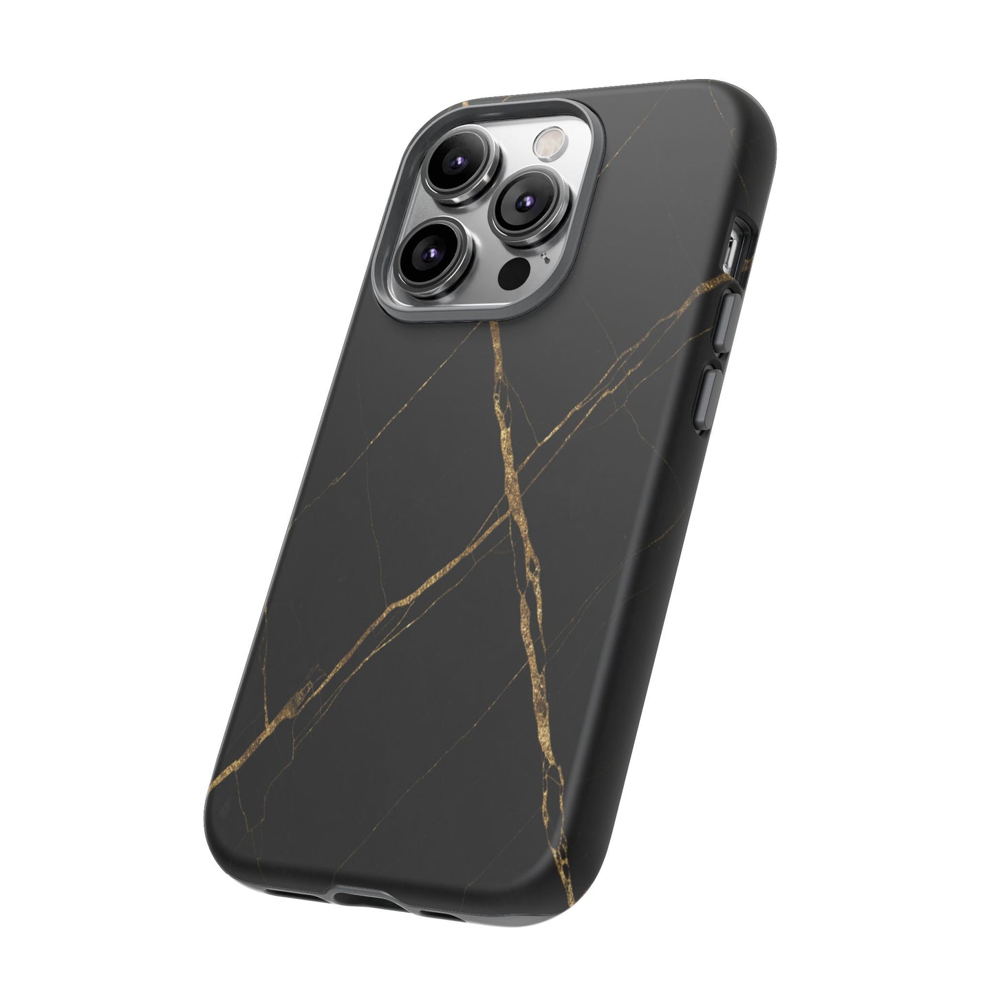 Black Marble Phone Case with Gold Veins – Luxury Minimal Aesthetic Tough Case
