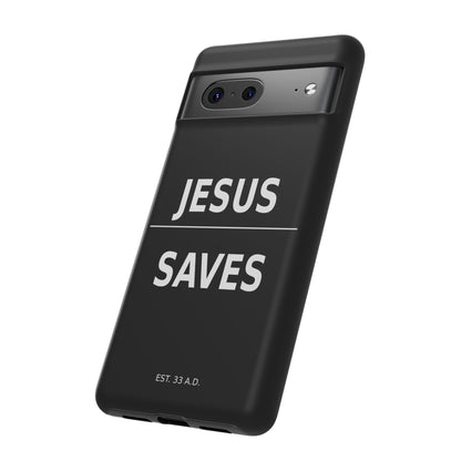 Jesus Saves Phone Case Christian Religious Minimalist Black Tough Cover