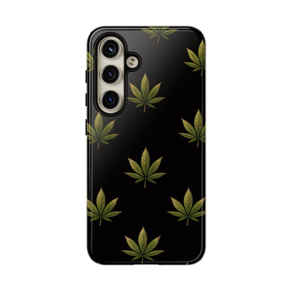 Cannabis Leaf Phone Case Green Weed Leaf Pattern Tough Protective Cover