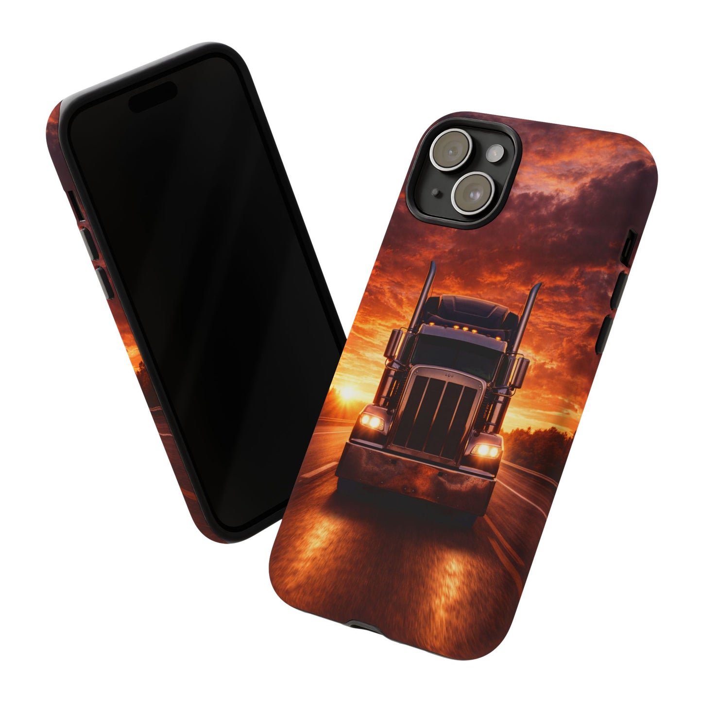 Big Rig Truck Phone Case Sunset Highway Semi Truck iPhone Samsung Cover