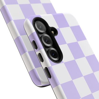 Lavender Checkerboard Phone Case | Pastel Aesthetic Checkered iPhone & Samsung Tough Case