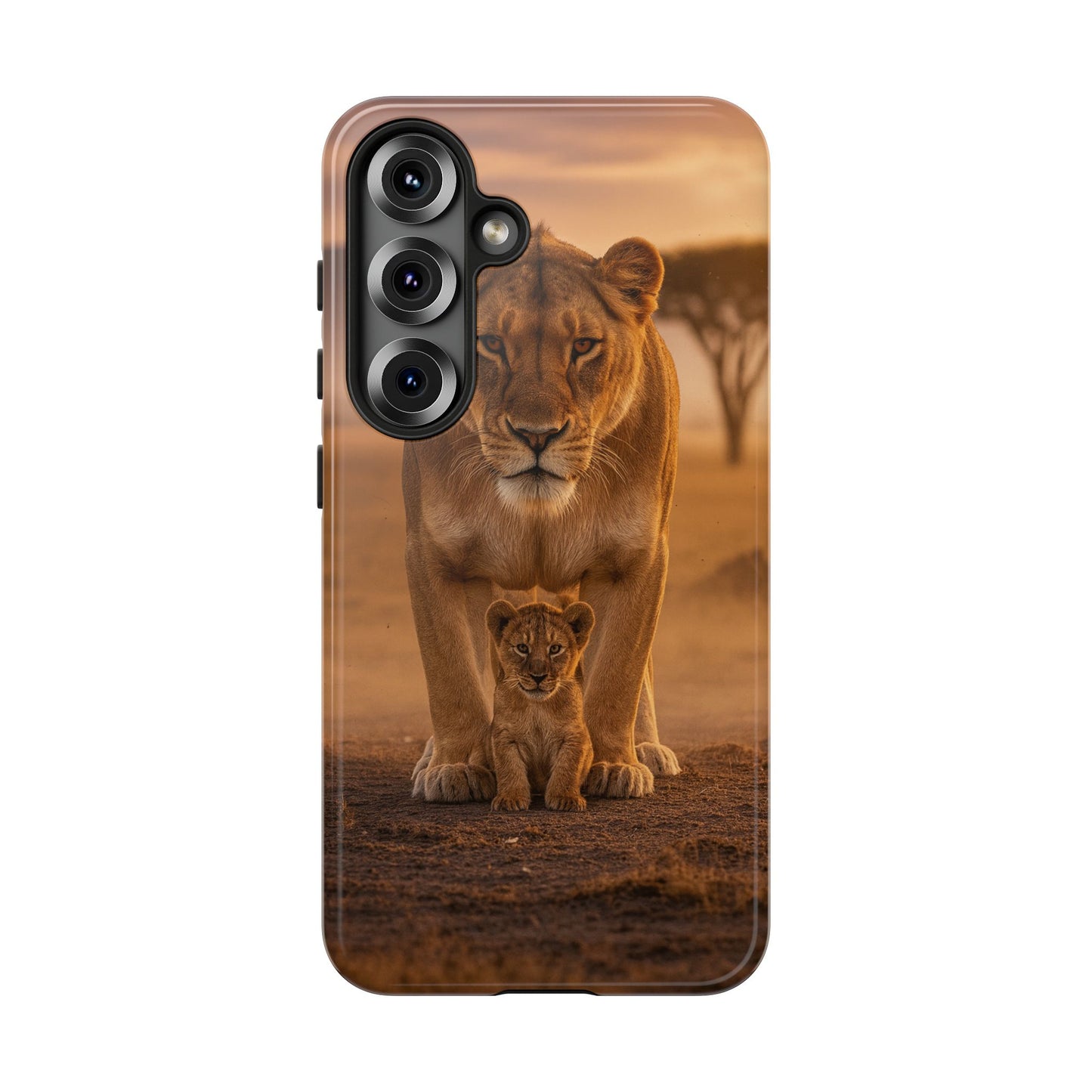 Lioness & Cub Phone Case | Safari Wildlife Tough Case for iPhone & Samsung