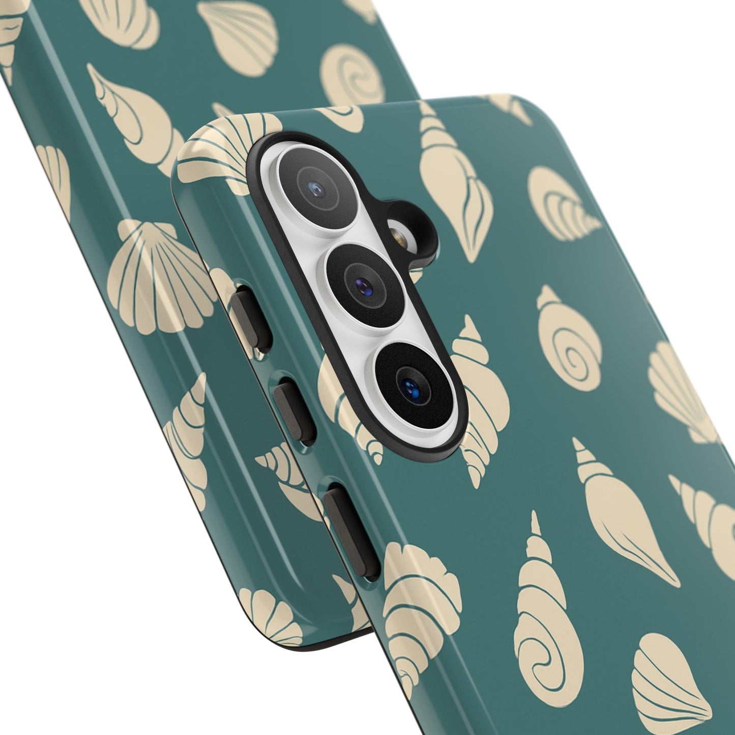 Seashell Pattern Phone Case | Teal Coastal Shells Tough Case for Iphone, Samsung Galaxy and Pixel