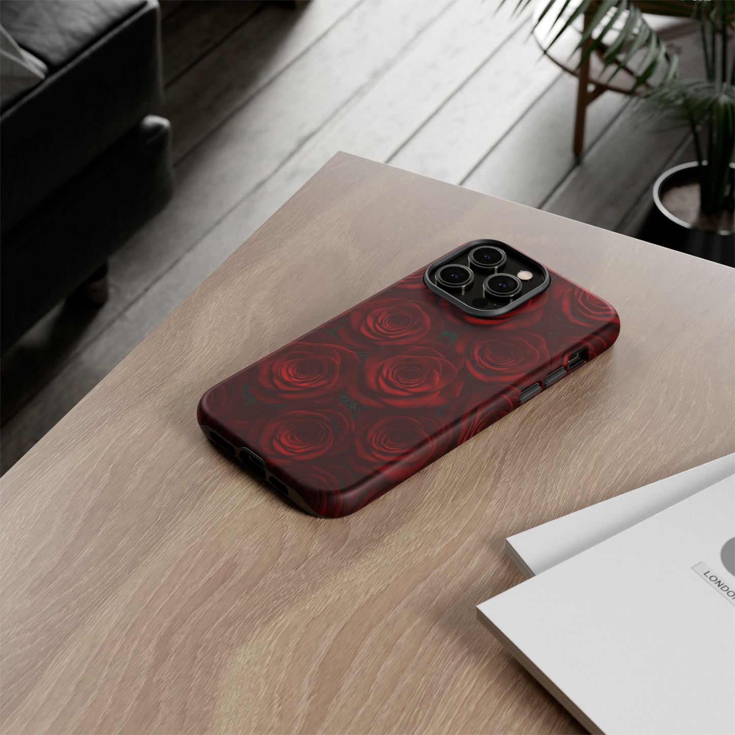 Dark Red Rose Phone Case – Gothic Floral Tough Case (iPhone, Samsung, Pixel)