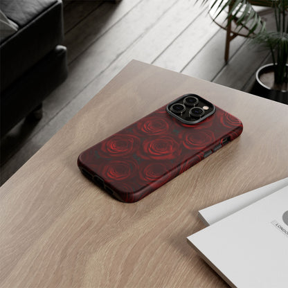 Dark Red Rose Phone Case – Gothic Floral Tough Case (iPhone, Samsung, Pixel)