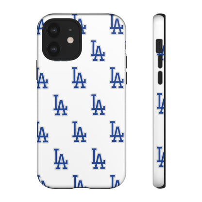 Blue LA Monogram Pattern Phone Case | Minimal Baseball Inspired Tough Cover