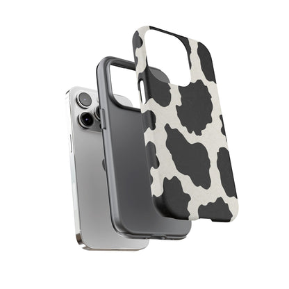 Black & White Cow Print Phone Case | Western Aesthetic iPhone & Samsung Tough Case