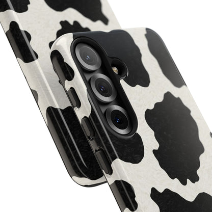 Black & White Cow Print Phone Case | Western Aesthetic iPhone & Samsung Tough Case