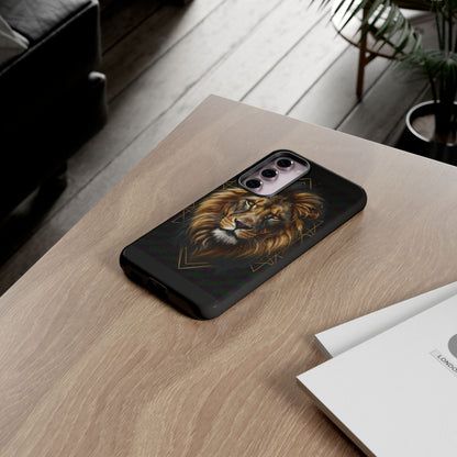 Majestic Lion Phone Case – Black Gold Luxury Lion Art Tough Protective Case