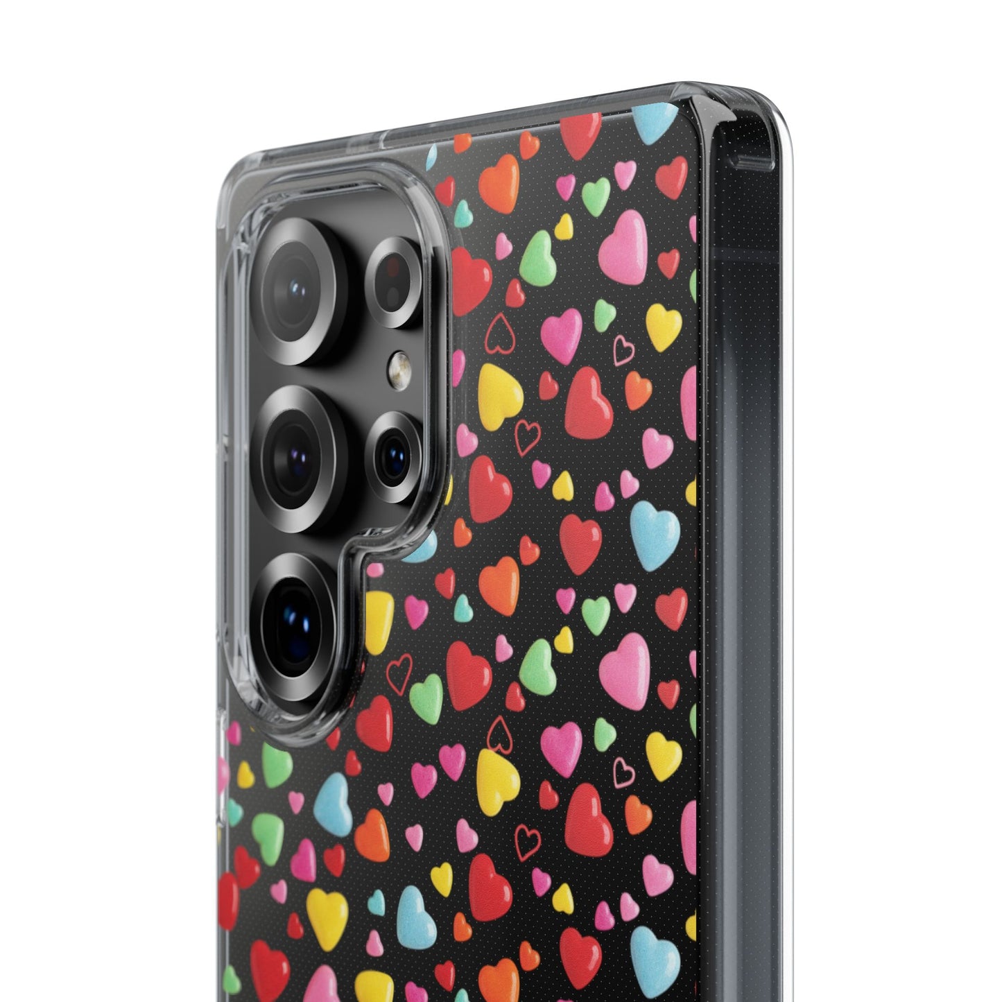 Colorful Heart Clear Phone Case | Impact-Resistant Valentine Aesthetic Case