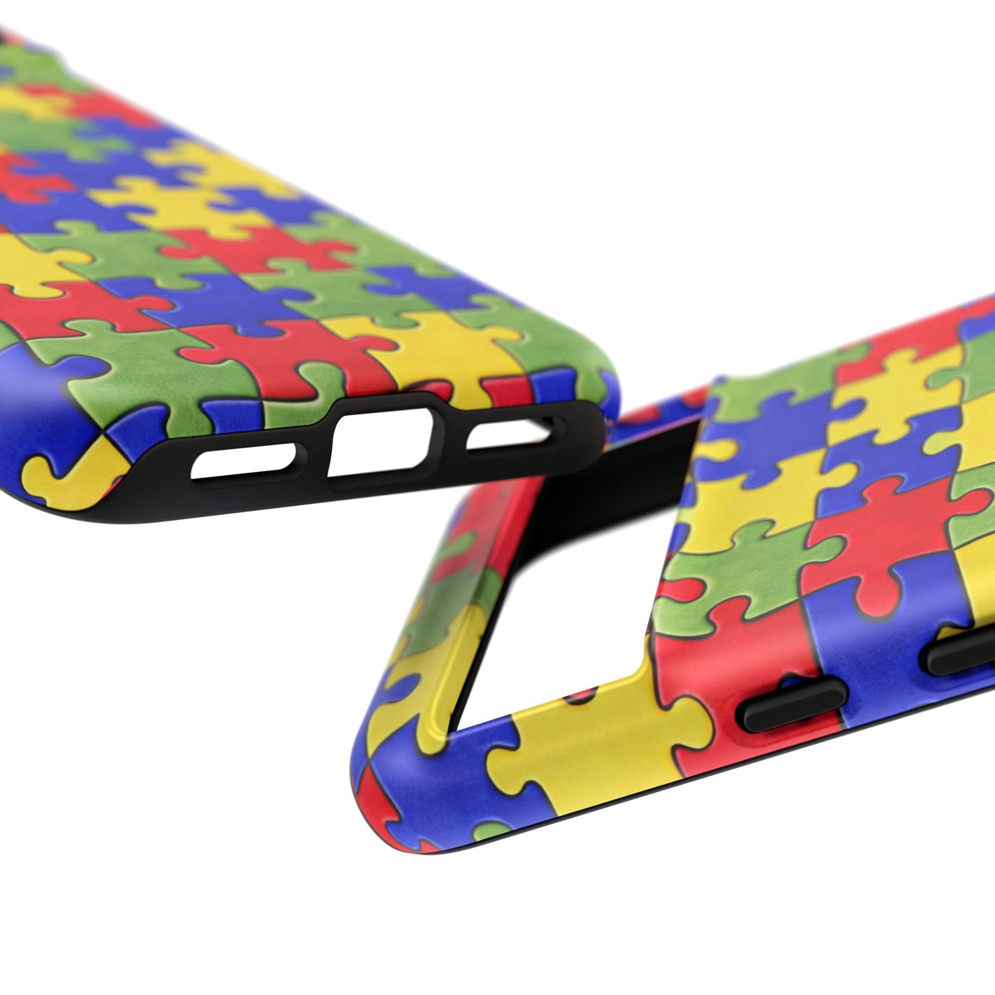 Colorful Puzzle Phone Case, Autism Awareness Jigsaw Design, Tough Protective Case, iPhone & Samsung Case, Vibrant Puzzle Pattern
