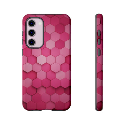Hot Pink Hexagon Phone Case | Honeycomb Geometric Aesthetic | Cute Pink iPhone & Samsung Tough Protective Case