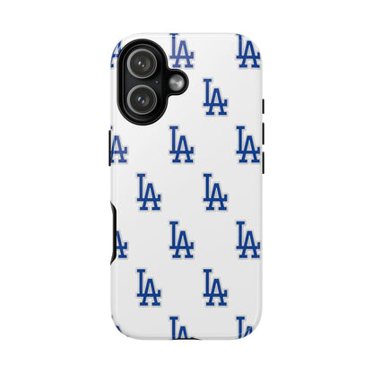 Blue LA Monogram Pattern Phone Case | Minimal Baseball Inspired Tough Cover