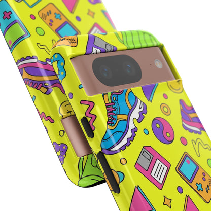 90s Retro Neon Phone Case – Y2K Nostalgia Colorful Icons Tough Protective Case