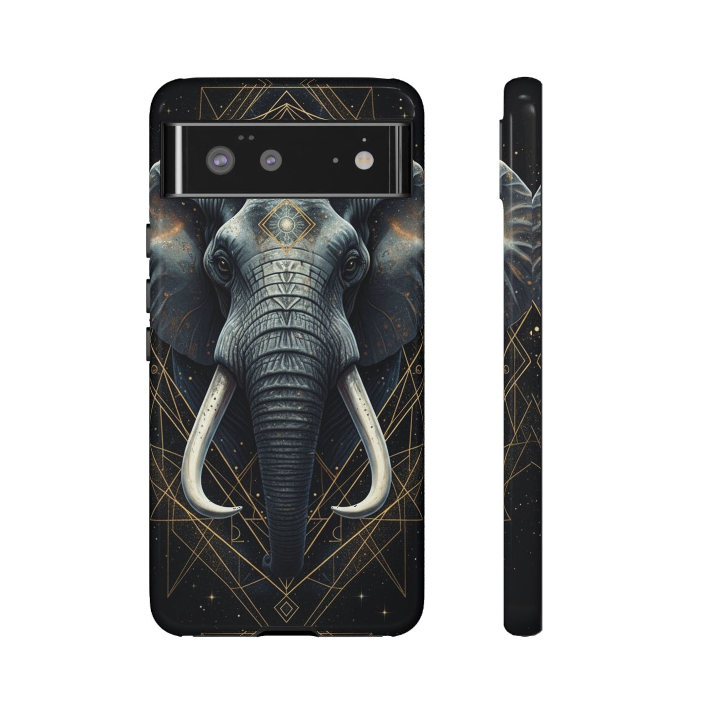 Elephant Mandala Phone Case – Black and Gold Spiritual Elephant Tough Protective Case