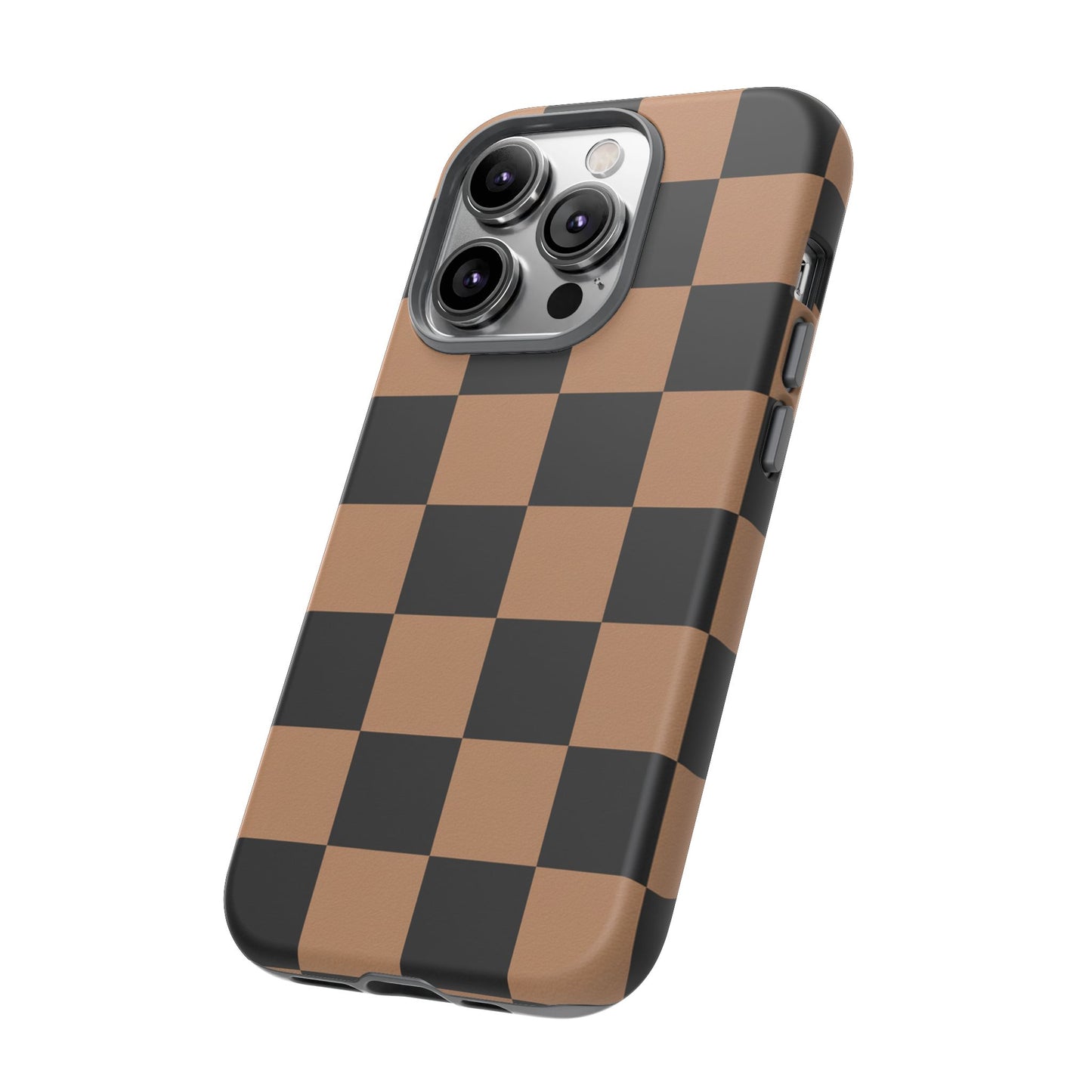 Brown Checkered Phone Case | Aesthetic Checkerboard iPhone & Samsung Tough Case