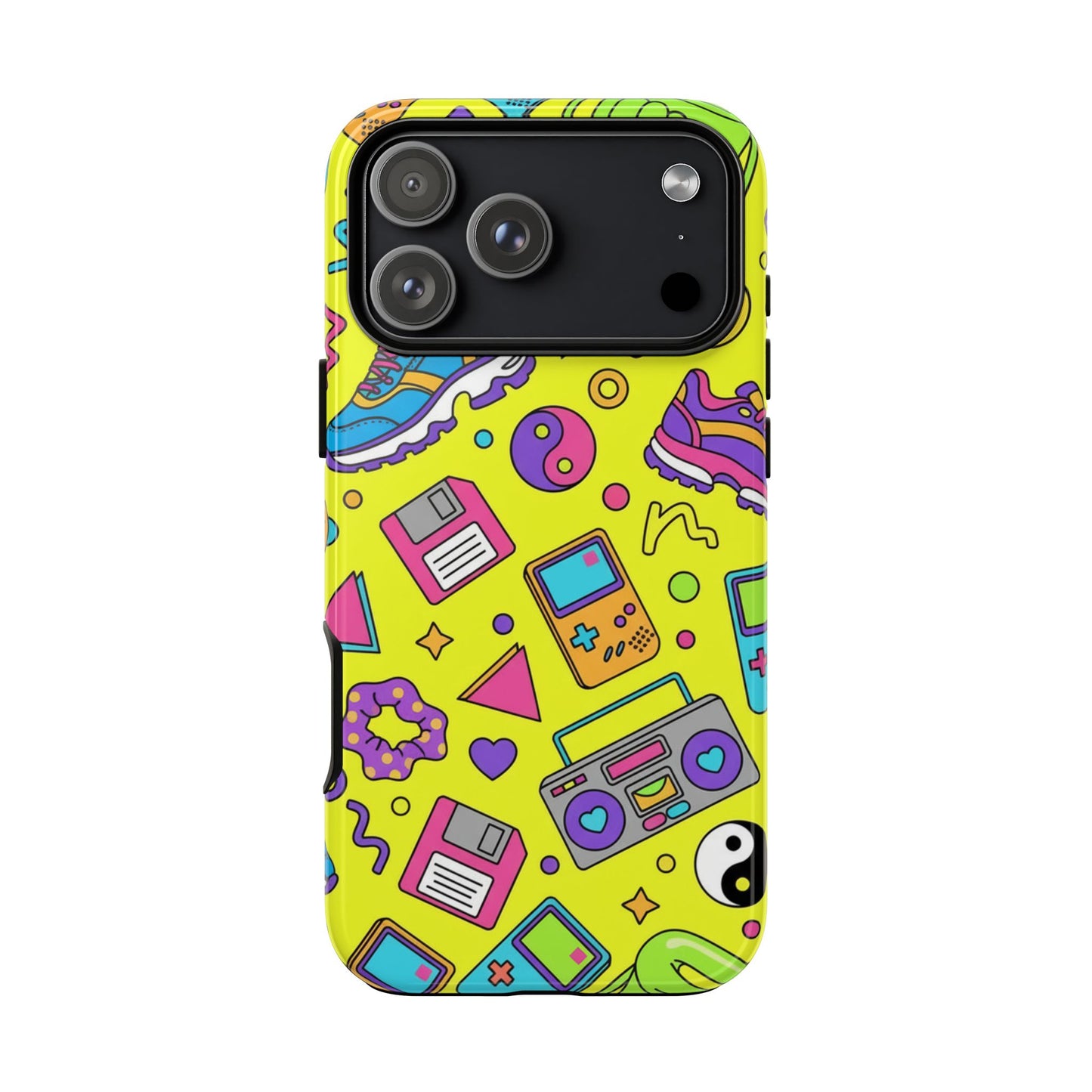 90s Retro Neon Phone Case – Y2K Nostalgia Colorful Icons Tough Protective Case
