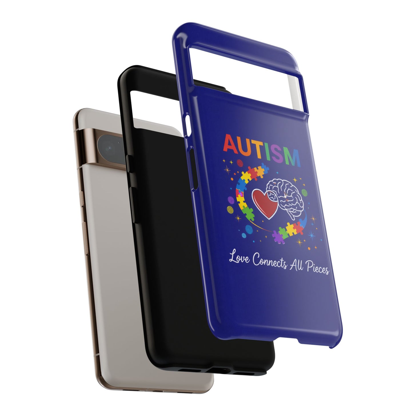 Autism Awareness Tough Case – "Love Connects All Pieces" Phone Case for Iphone, Samsung Galaxy and Pixel