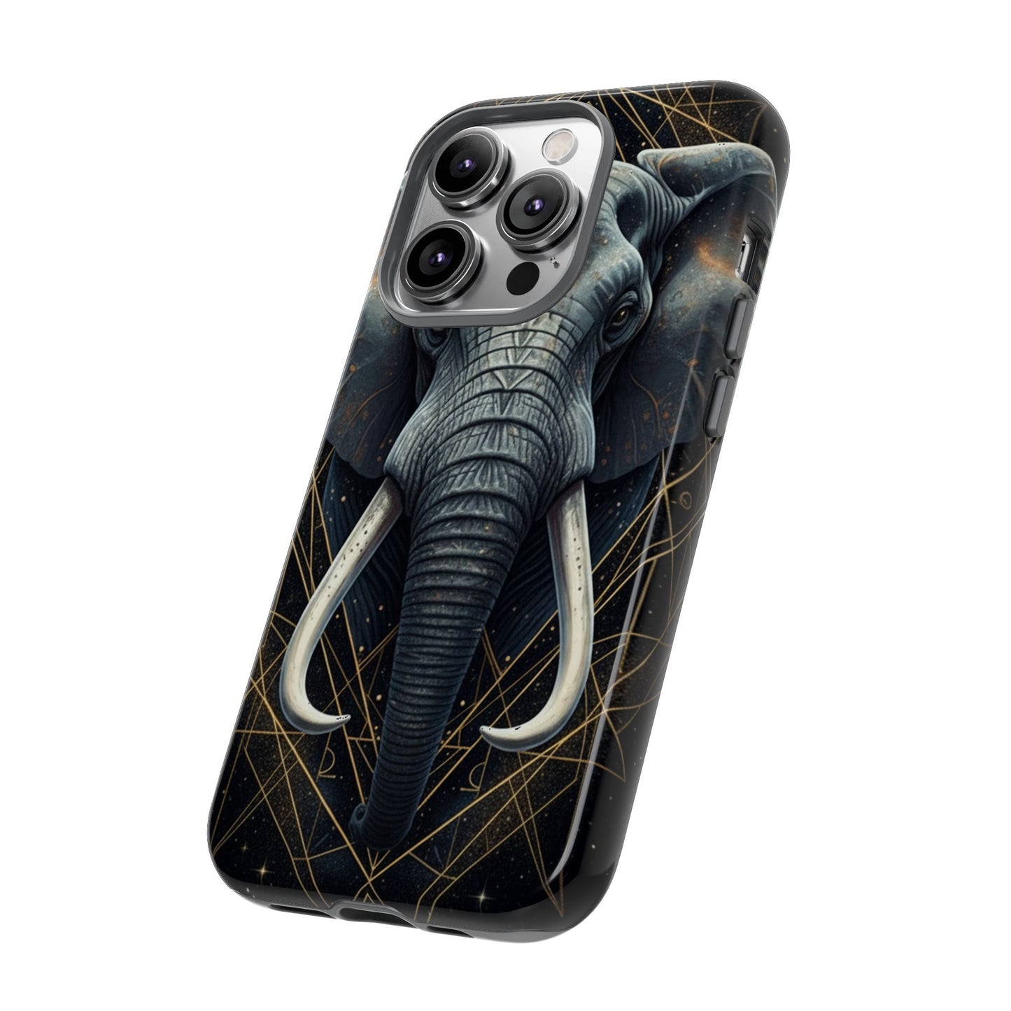 Elephant Mandala Phone Case – Black and Gold Spiritual Elephant Tough Protective Case