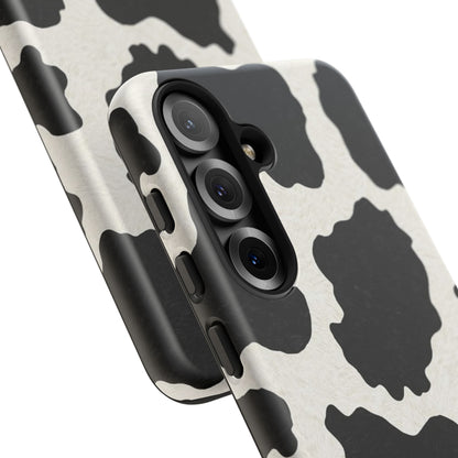 Black & White Cow Print Phone Case | Western Aesthetic iPhone & Samsung Tough Case