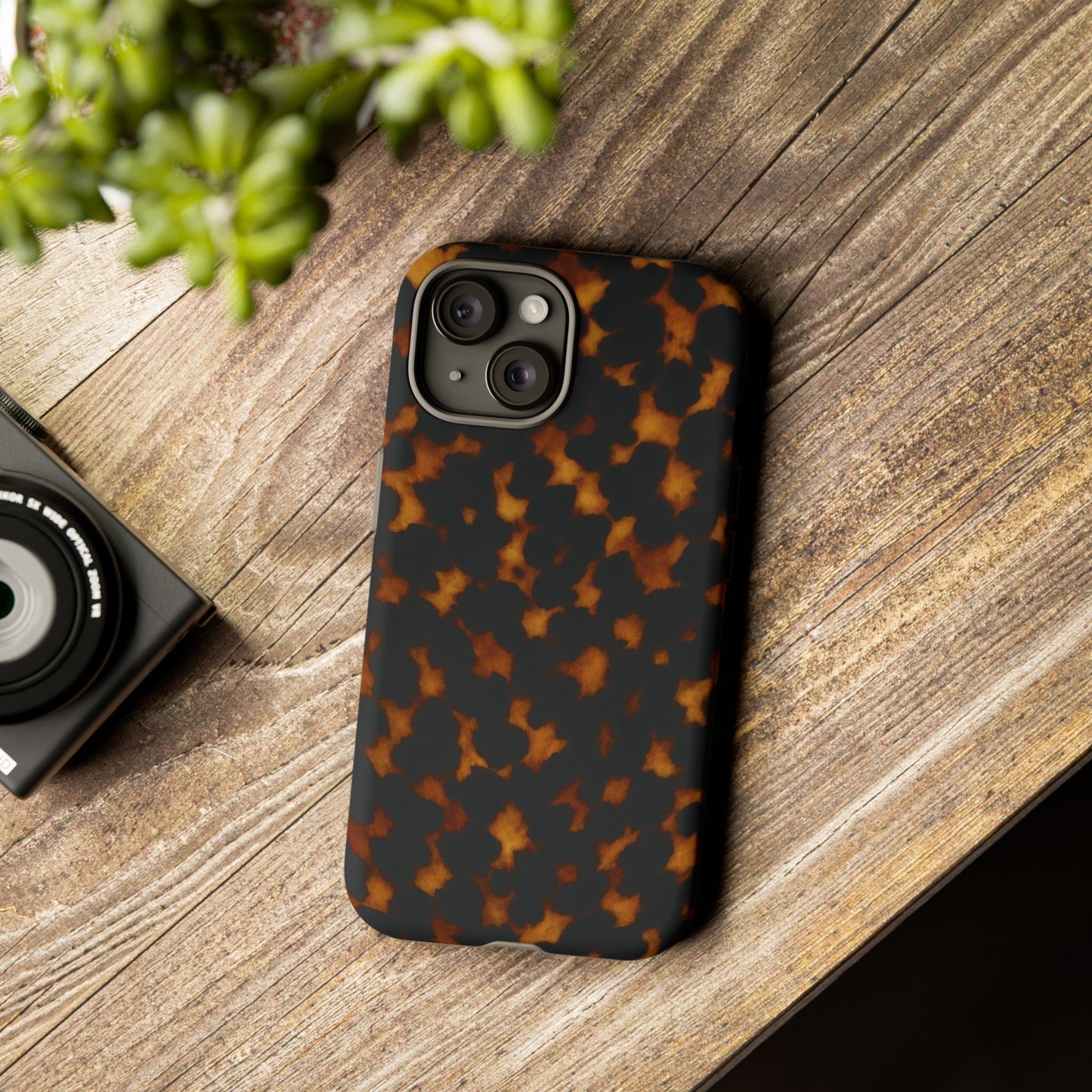 Tortoiseshell Pattern Tough Phone Case | Classic Leopard-Style Protective Cover