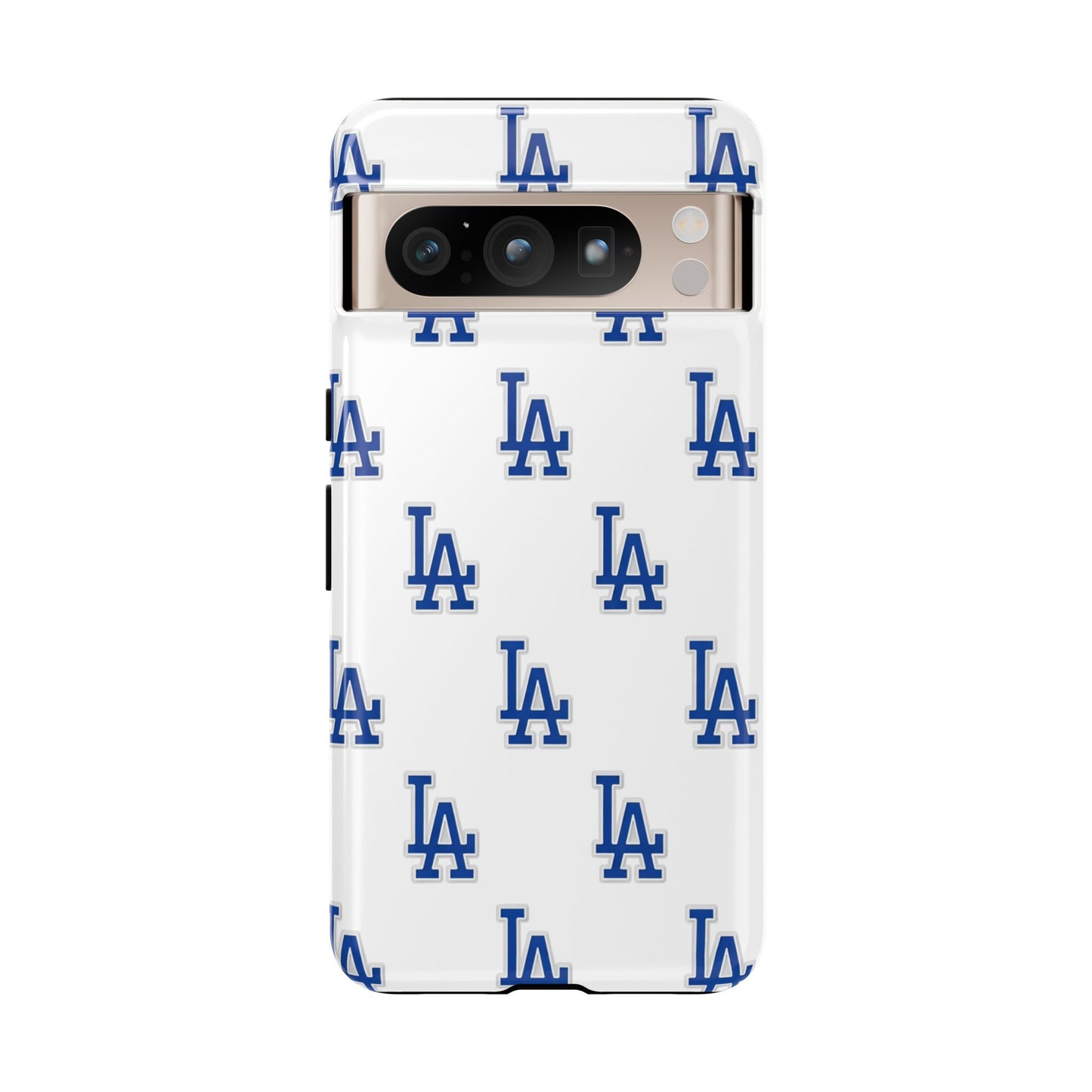Blue LA Monogram Pattern Phone Case | Minimal Baseball Inspired Tough Cover