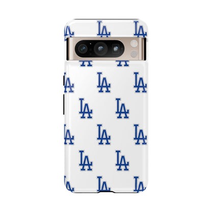 Blue LA Monogram Pattern Phone Case | Minimal Baseball Inspired Tough Cover