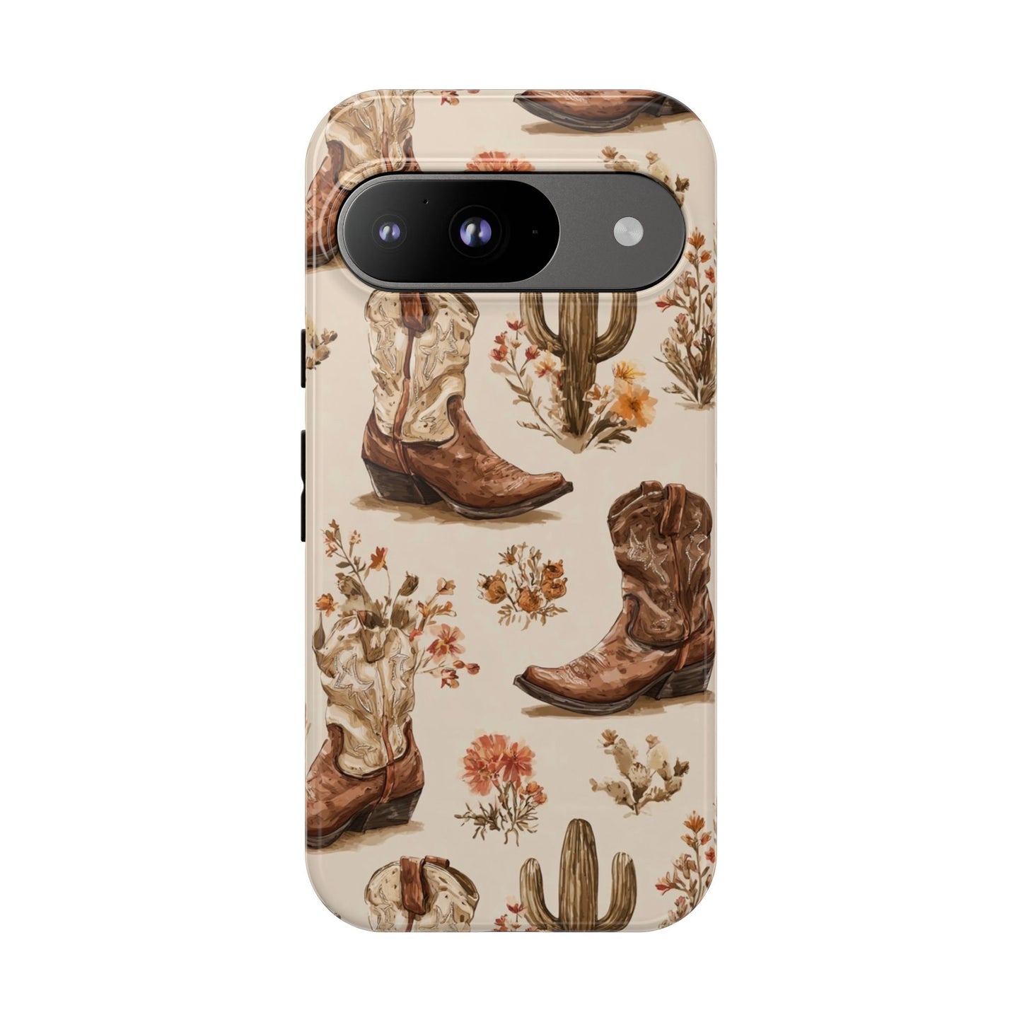 Cowboy Boots Western Phone Case Rustic Cowgirl Cactus Floral iPhone Samsung Pixel