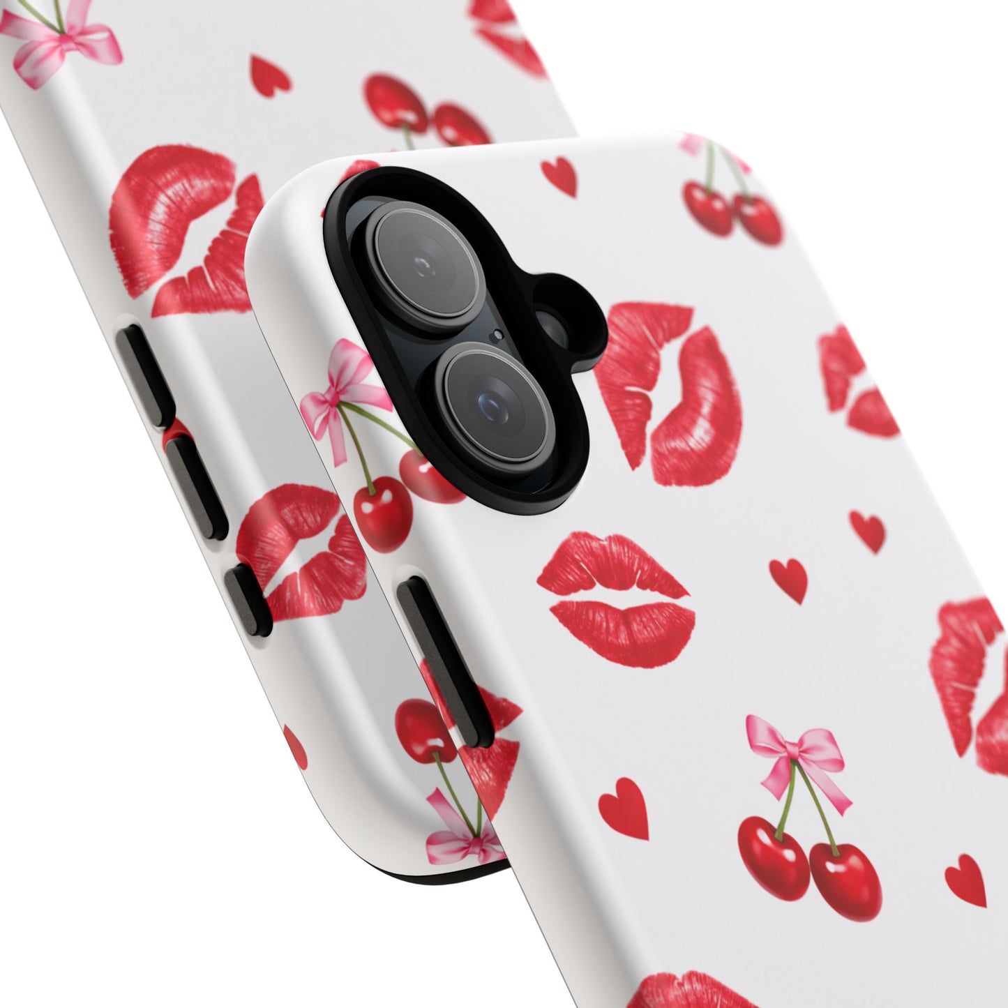 Red Lips & Cherry Phone Case – Y2K Retro Aesthetic Tough Cover
