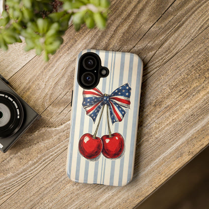 Patriotic Cherry Phone Case Americana Coquette Aesthetic iPhone Samsung