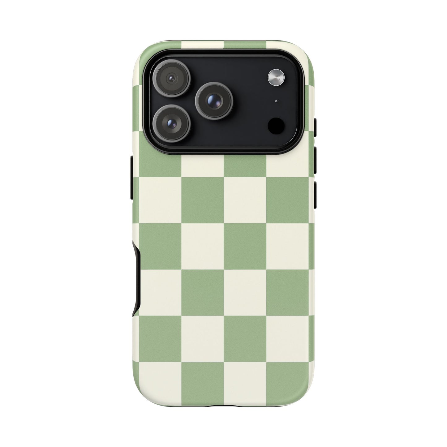 Sage Green Checkerboard Phone Case | Minimal Aesthetic Checkered iPhone & Samsung Tough Case