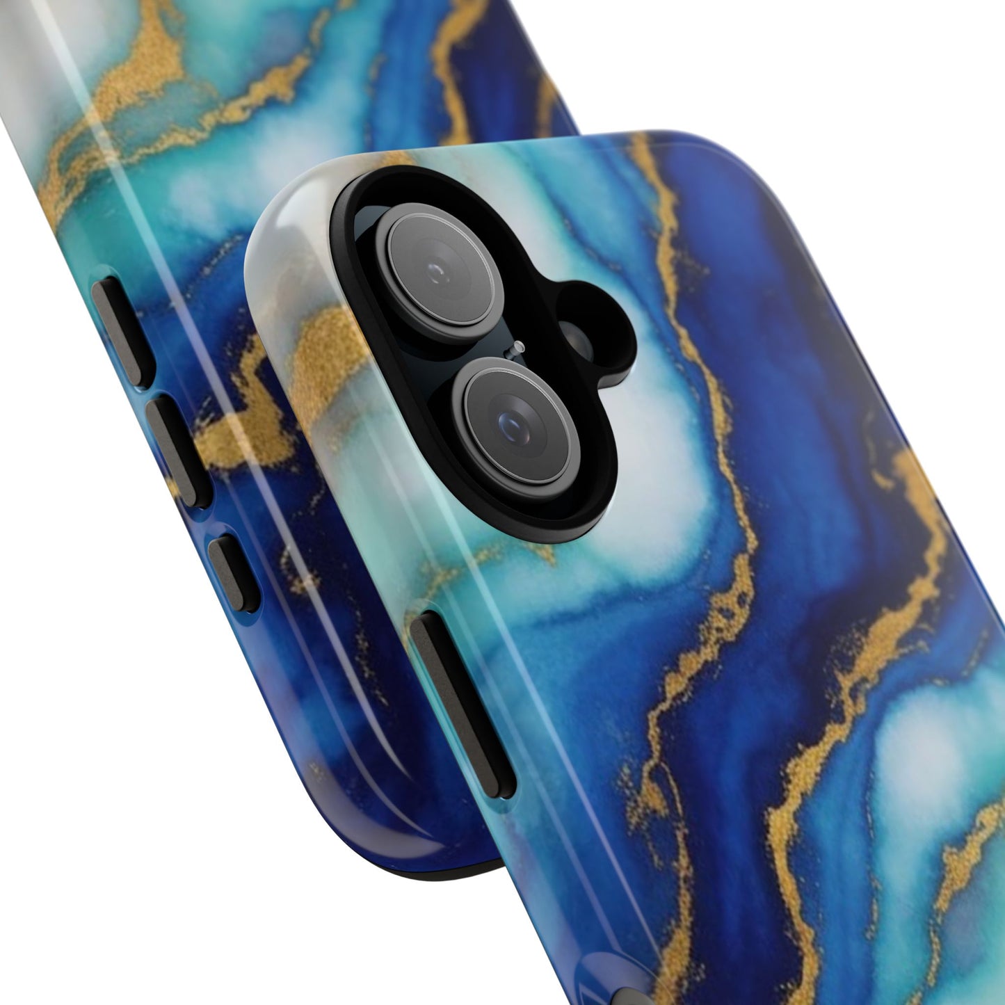 Blue & Gold Marble Phone Case – Luxury Resin Art Tough Case (iPhone, Samsung, Pixel)