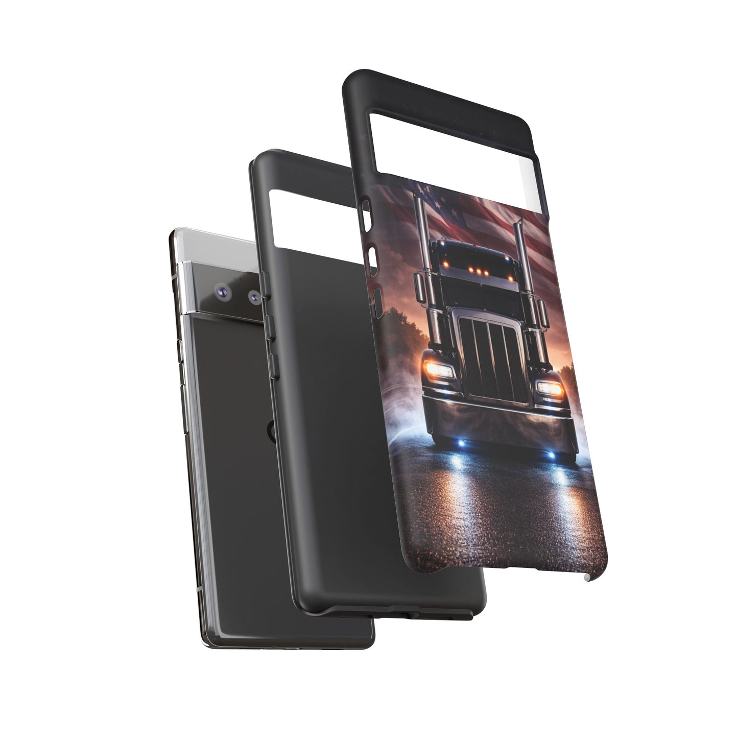 Semi Truck Phone Case American Flag Big Rig Trucker Gift iPhone Samsung