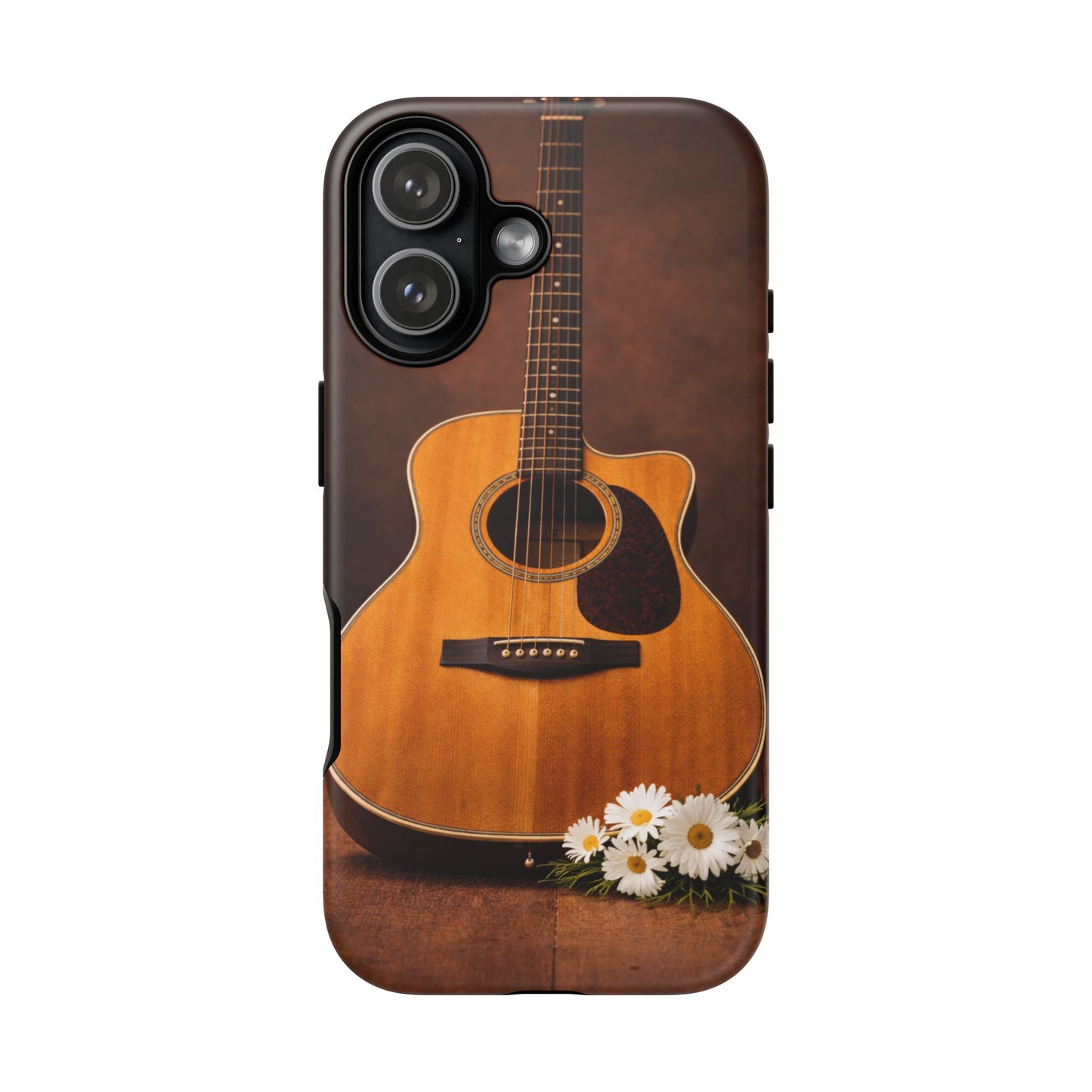 Acoustic Guitar Daisy Phone Case | Rustic Music Lover Tough Cover