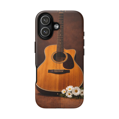 Acoustic Guitar Daisy Phone Case | Rustic Music Lover Tough Cover