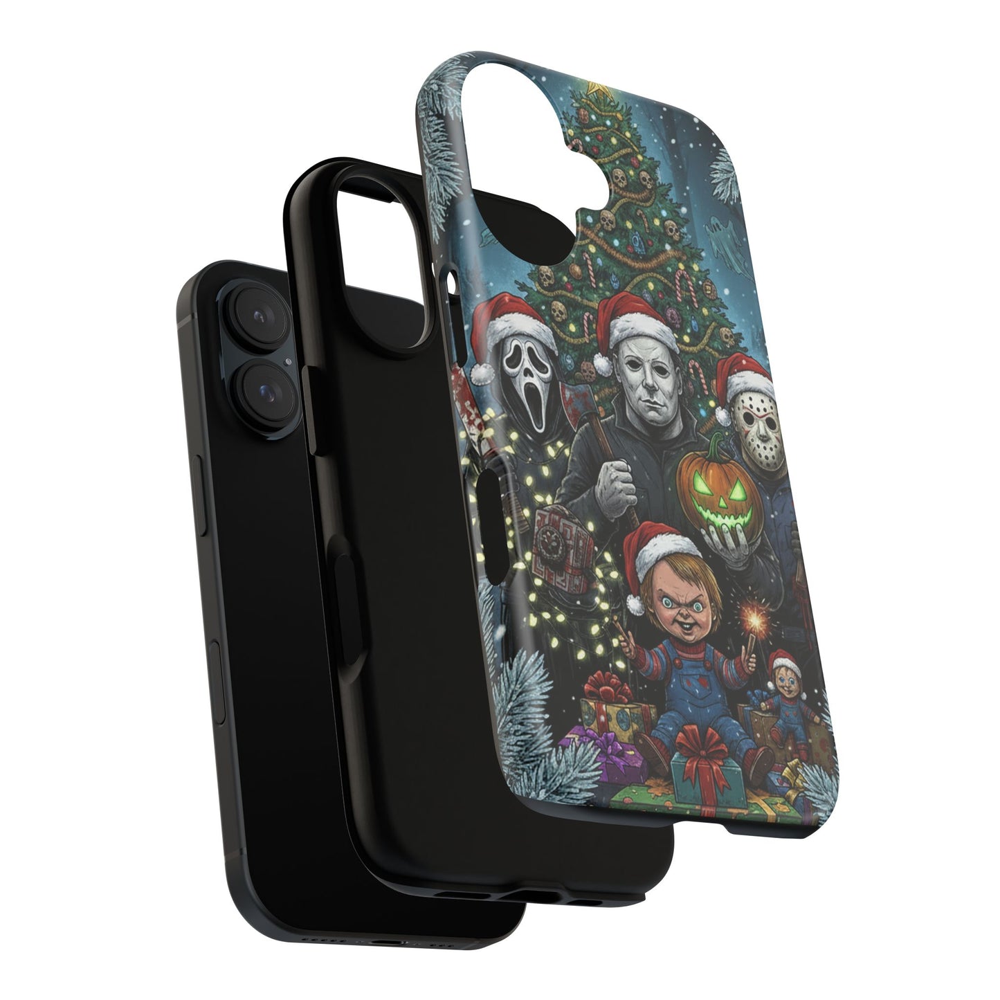 Christmas Horror Phone Case – Festive Slasher Collage Tough Case (iPhone, Samsung, Pixel)