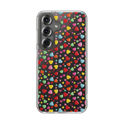 Colorful Heart Clear Phone Case | Impact-Resistant Valentine Aesthetic Case
