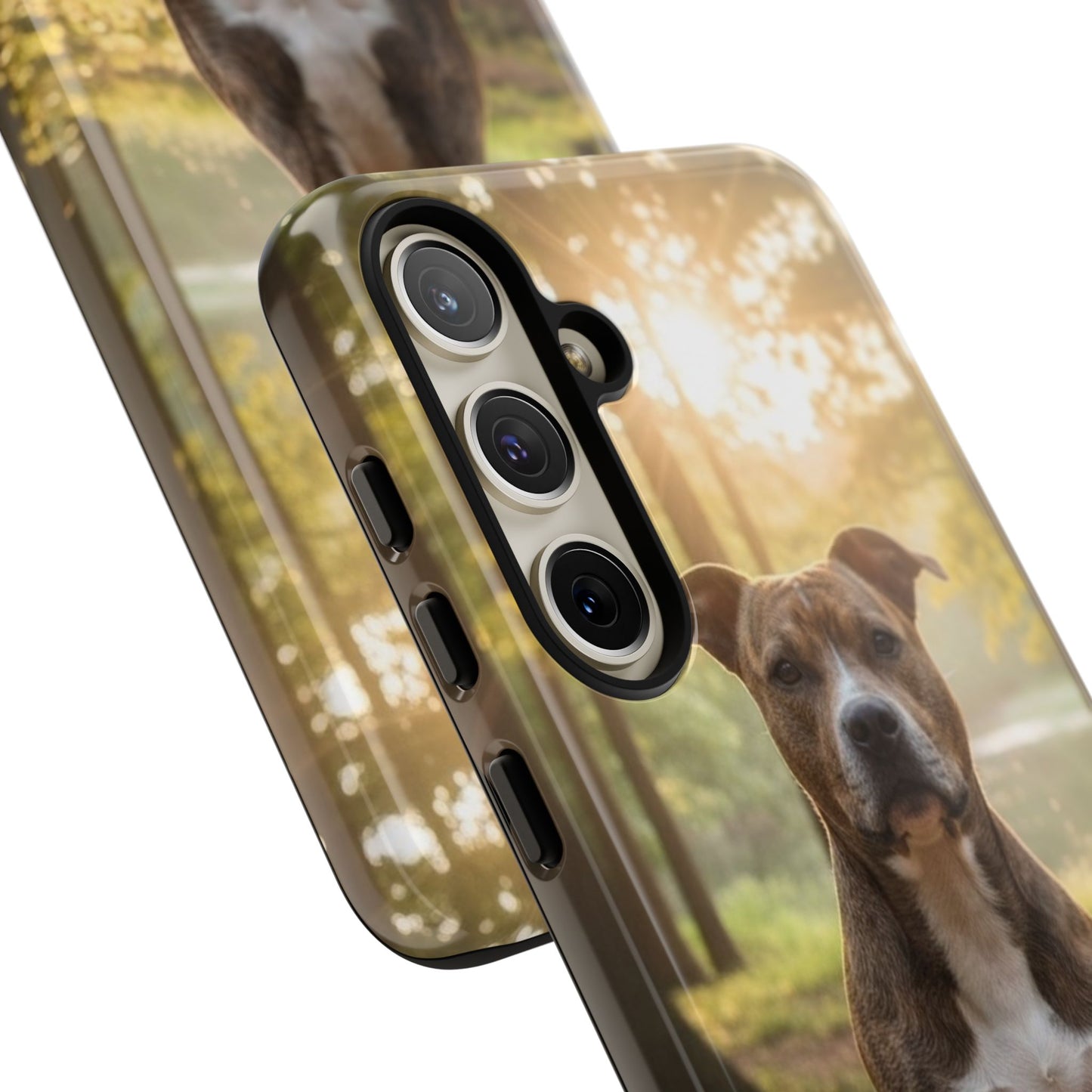 Pitbull Portrait Phone Case | Dog Lover Tough Case, Sunset Forest