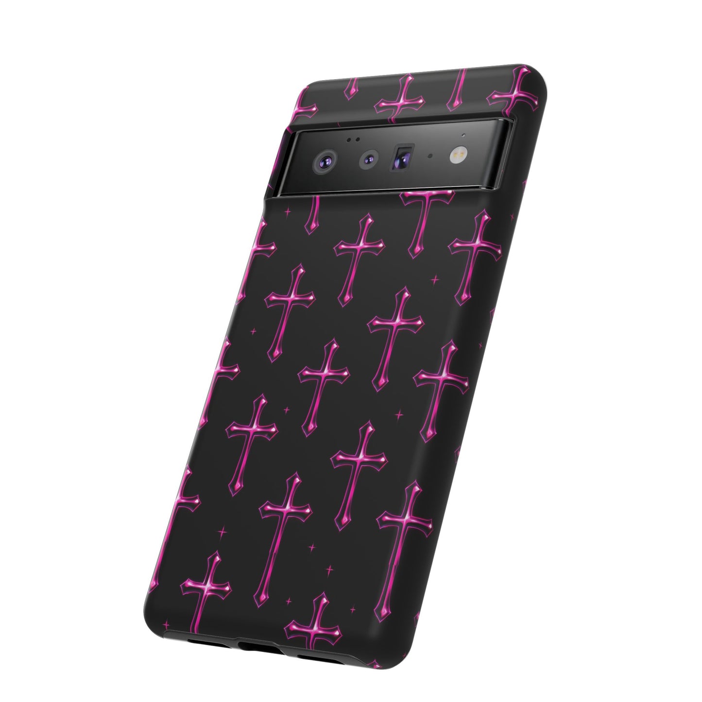 Neon Pink Cross Pattern Phone Case | Tough Protective Case for Iphone, Samsung Galaxy and Pixel