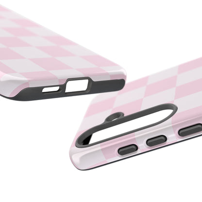 Light Pink Checkerboard Phone Case | Pastel Aesthetic Checkered iPhone & Samsung Tough Case