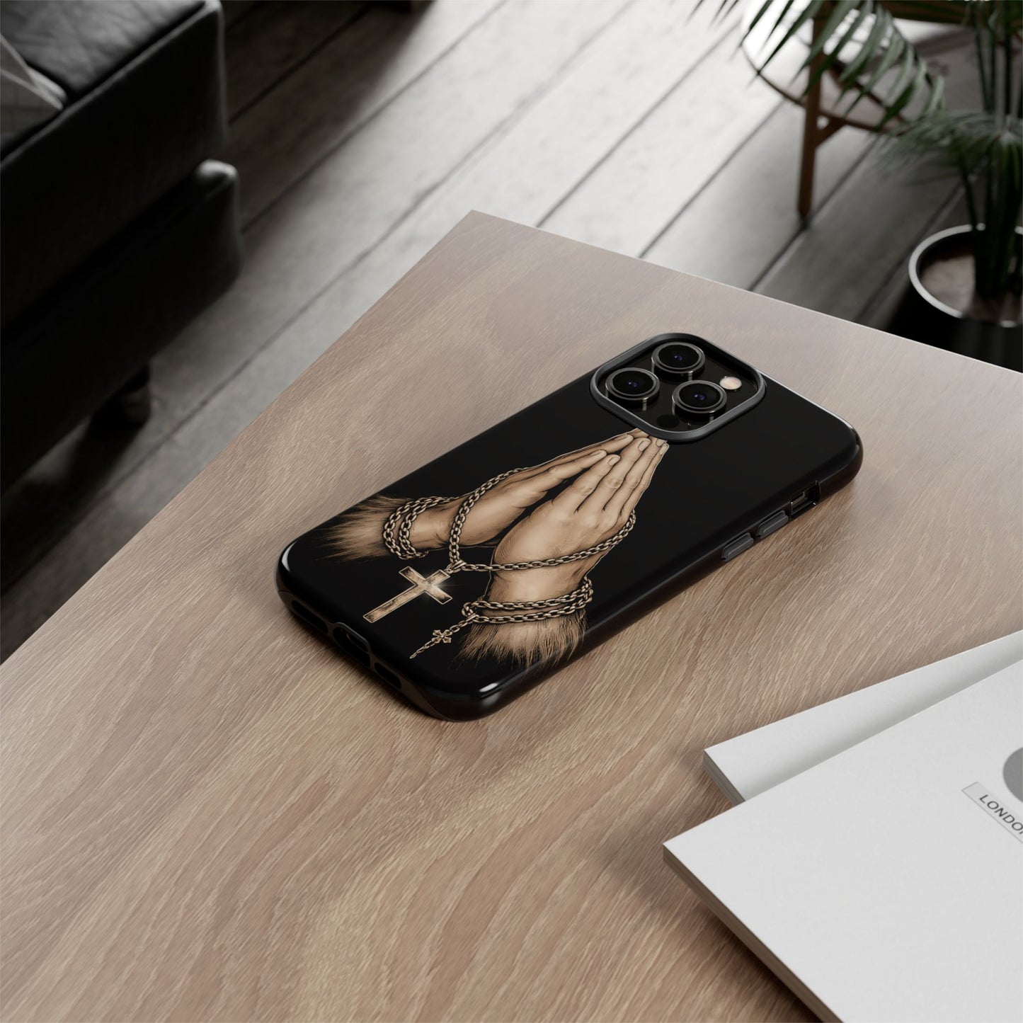 Praying Hands Cross Phone Case – Christian Faith Scripture Cover