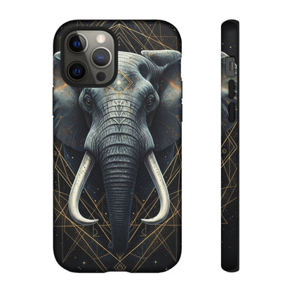 Elephant Mandala Phone Case – Black and Gold Spiritual Elephant Tough Protective Case